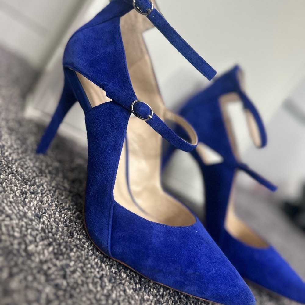 Elegant Blue Suede Women's Heels